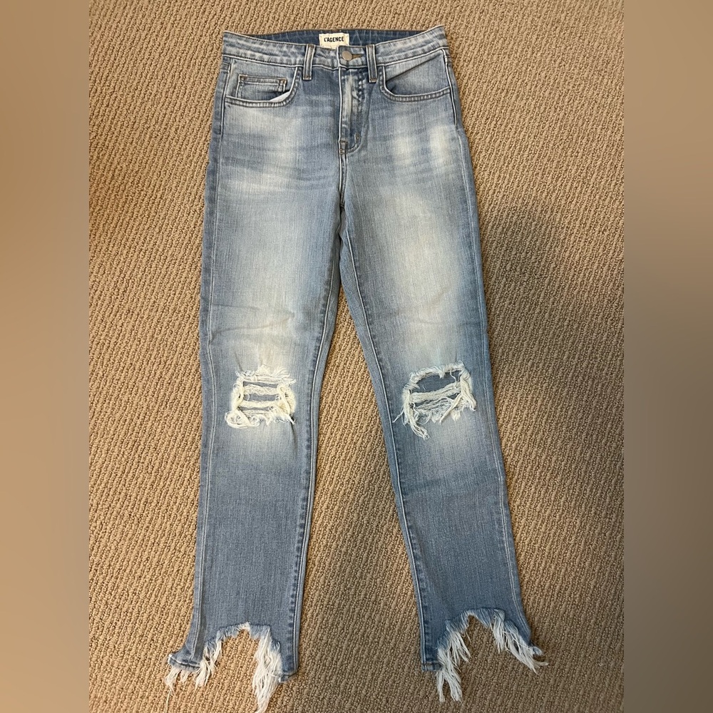 L’Agence High Line Distressed Skinny Jeans